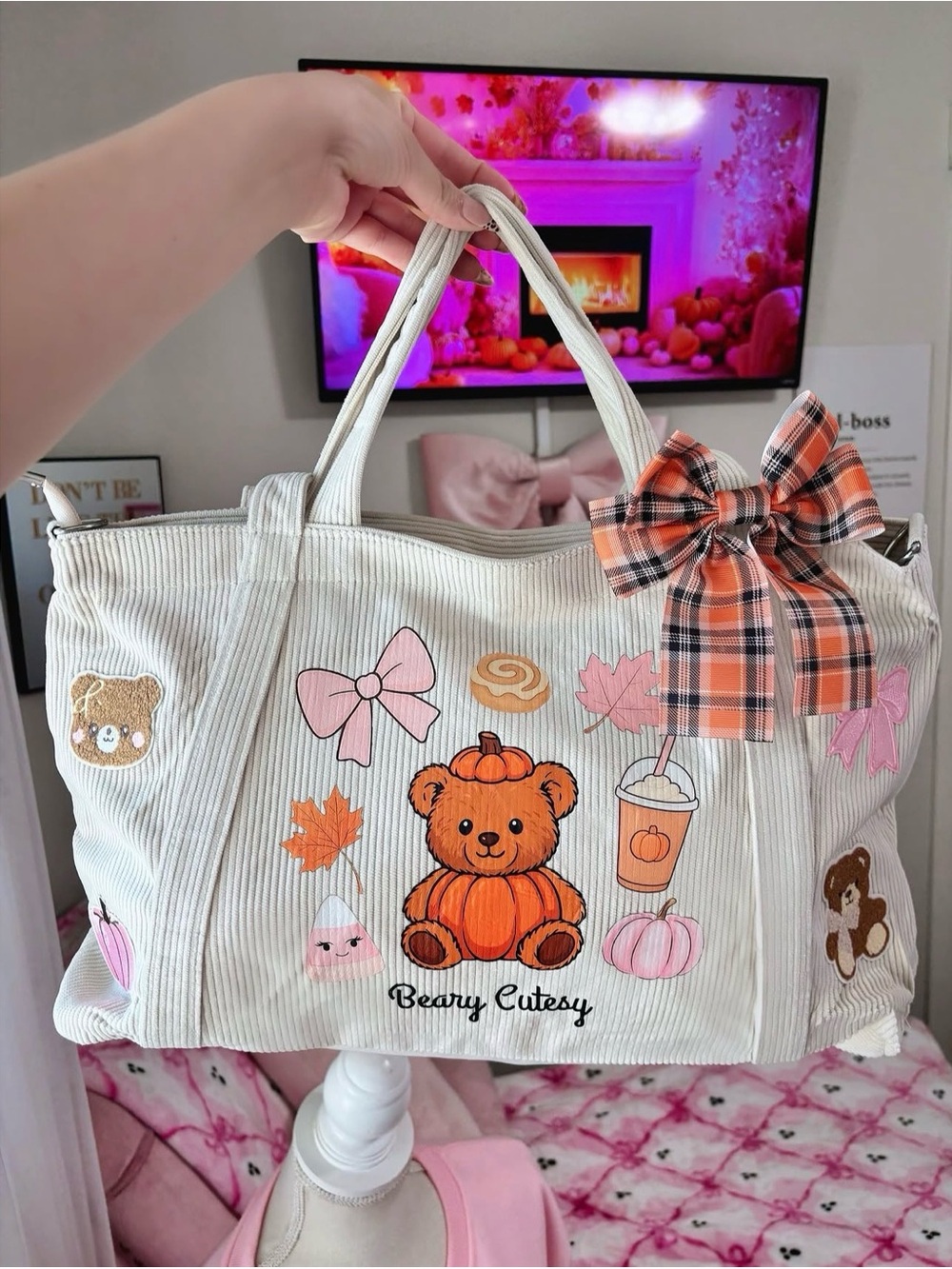 Beary Cutey Fall Tote Bag